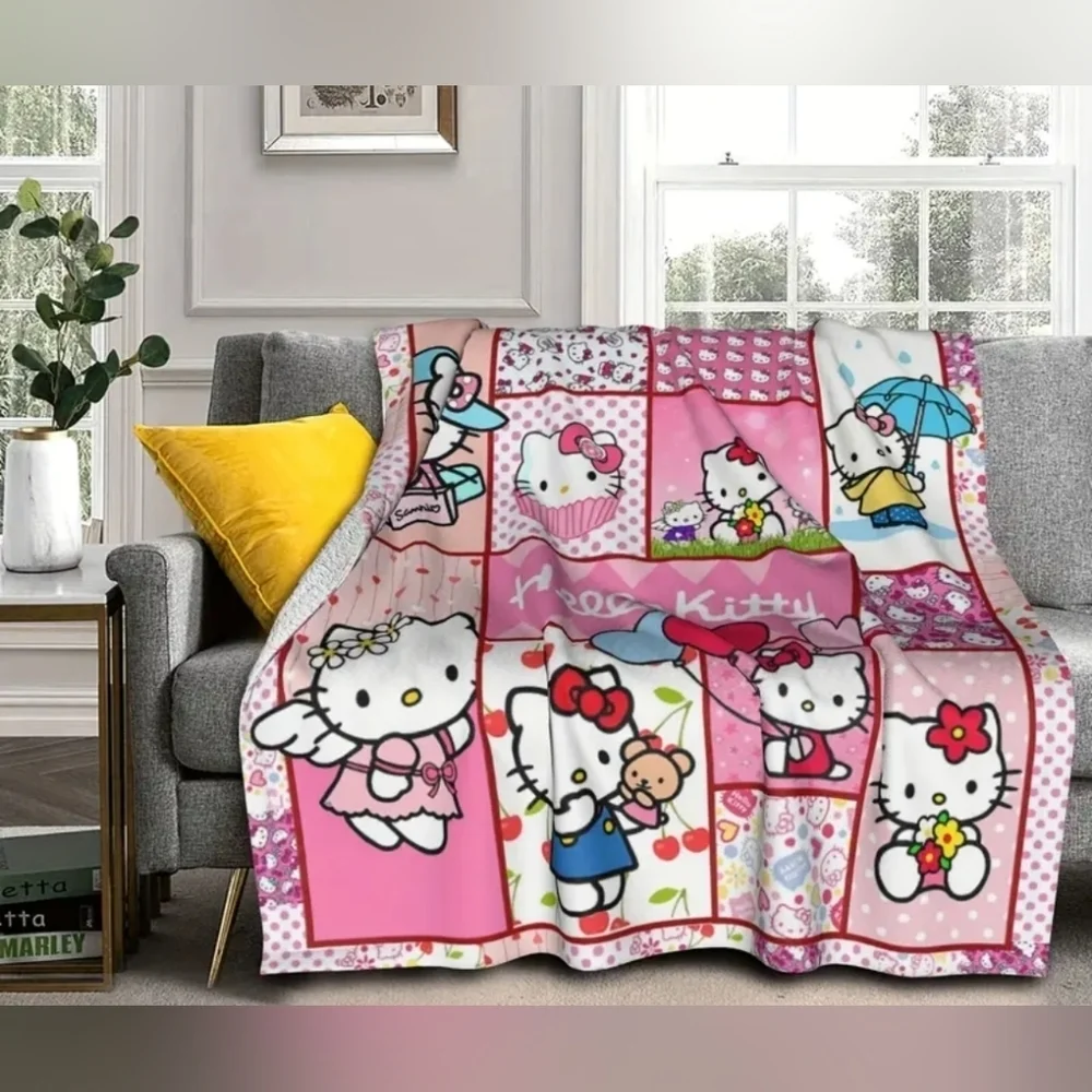 NEW! NEW sanrio Hello Kitty Pink Patchwork Blanket 40*50 Inch